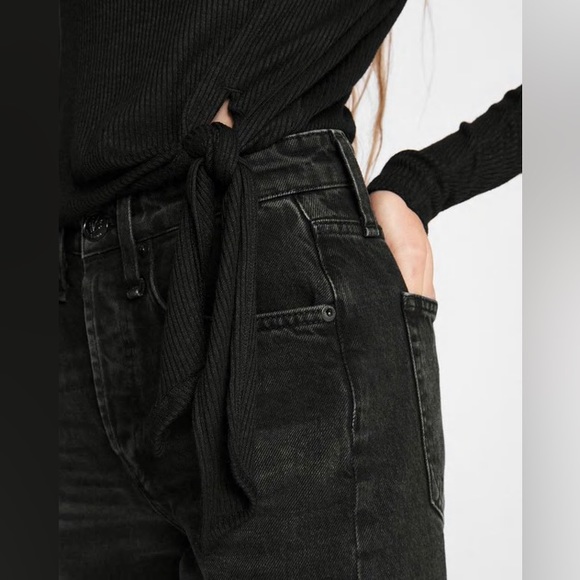 RAG & BONE | The Rib Knit Tie Turtleneck in Black - Picture 5 of 7